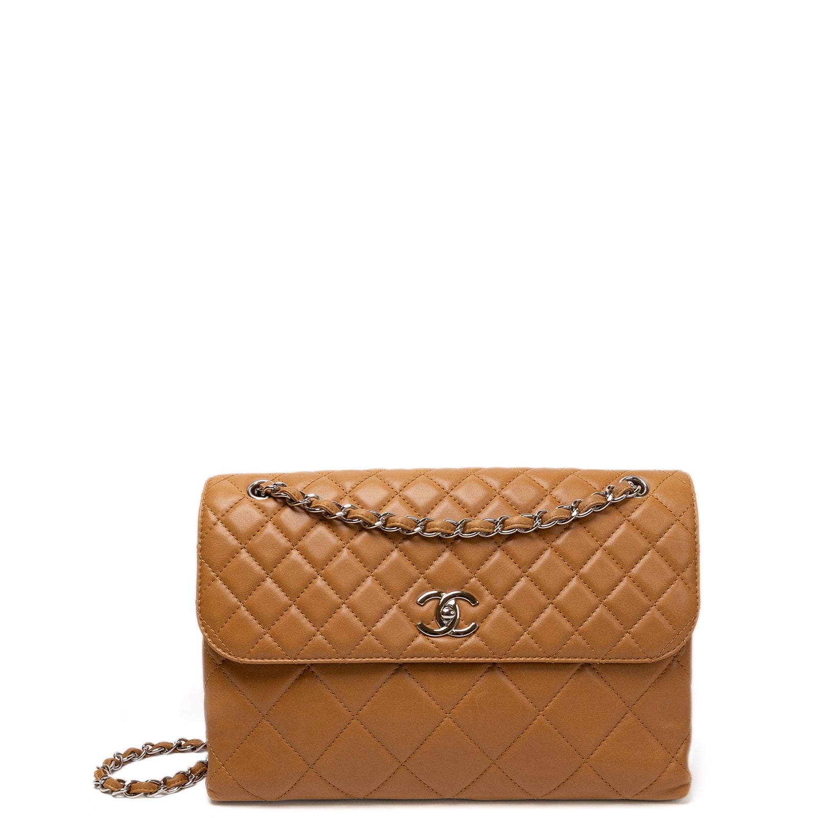 CHANEL VINTAGE FLAP BAG CARAMEL LAMBSKIN SHW
