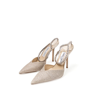 JIMMY CHOO SAEDA 100 PLATINUM ICE/CRYSTAL SIZE 37