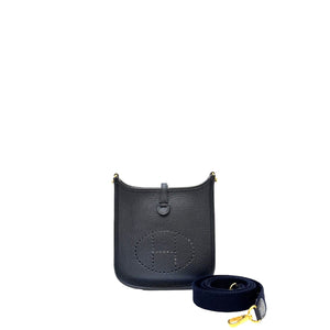 HERMES MINI EVELYN  BLUE NUIT GHW STAMP Z