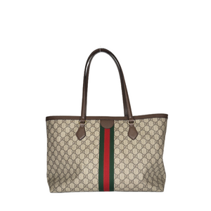 GUCCI BEIGE GG SUPREME CANVAS MEDIUM OPHIDIA TOTE BAG