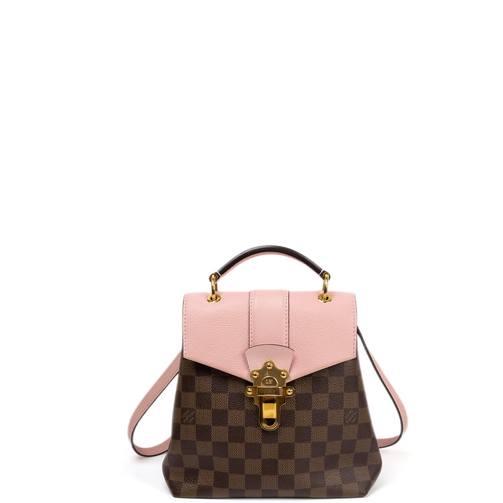 LOUIS VUITTON CLAPTON DAMIER EBENE PINK LEATHER BACKPACK