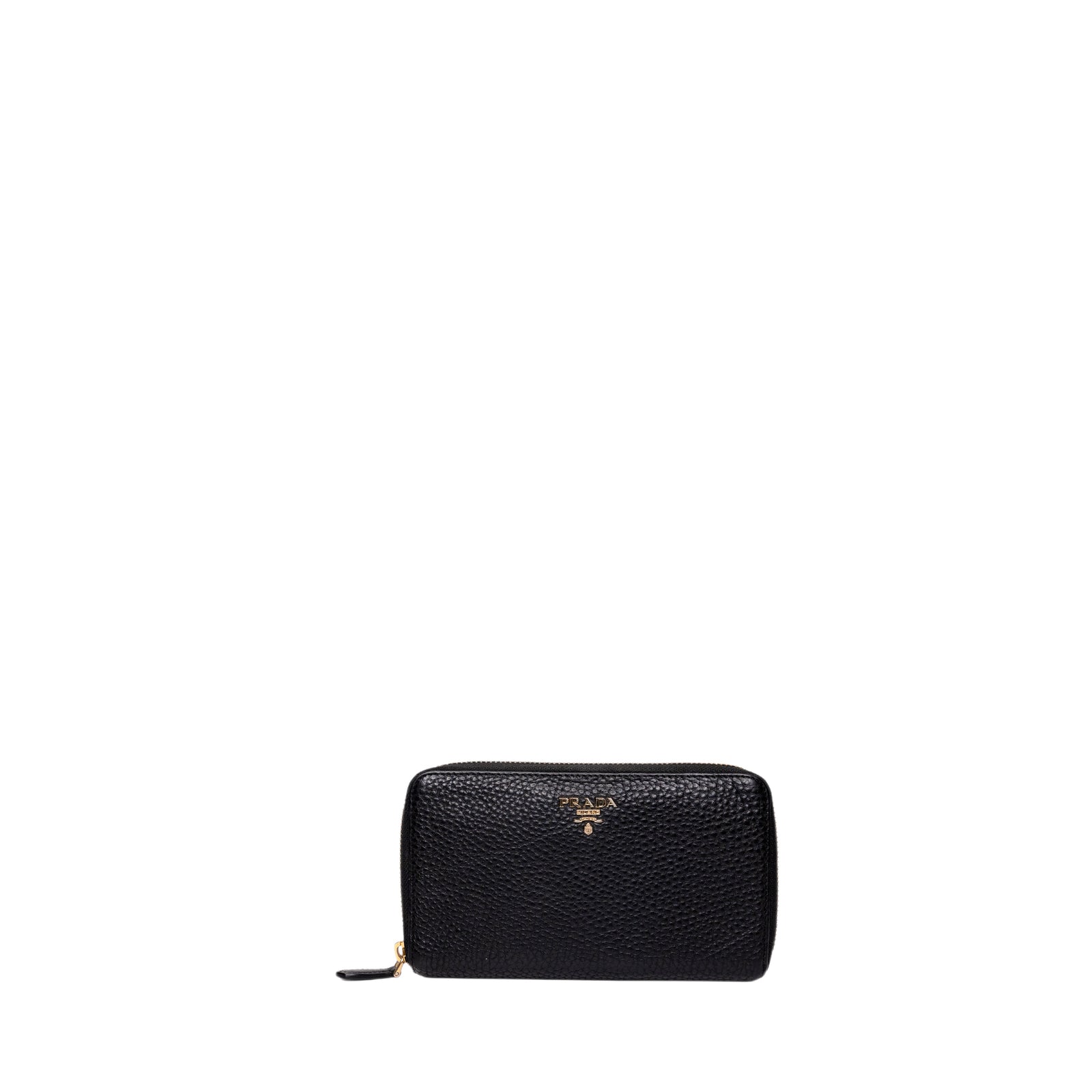 PRADA ZIP AROUND WALLET IN BLACK GHW