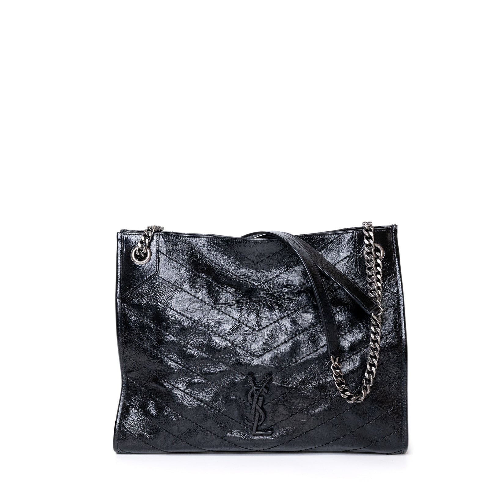 SAINT LAURENT MEDIUM SHOPPING TOTE BLACK SHW