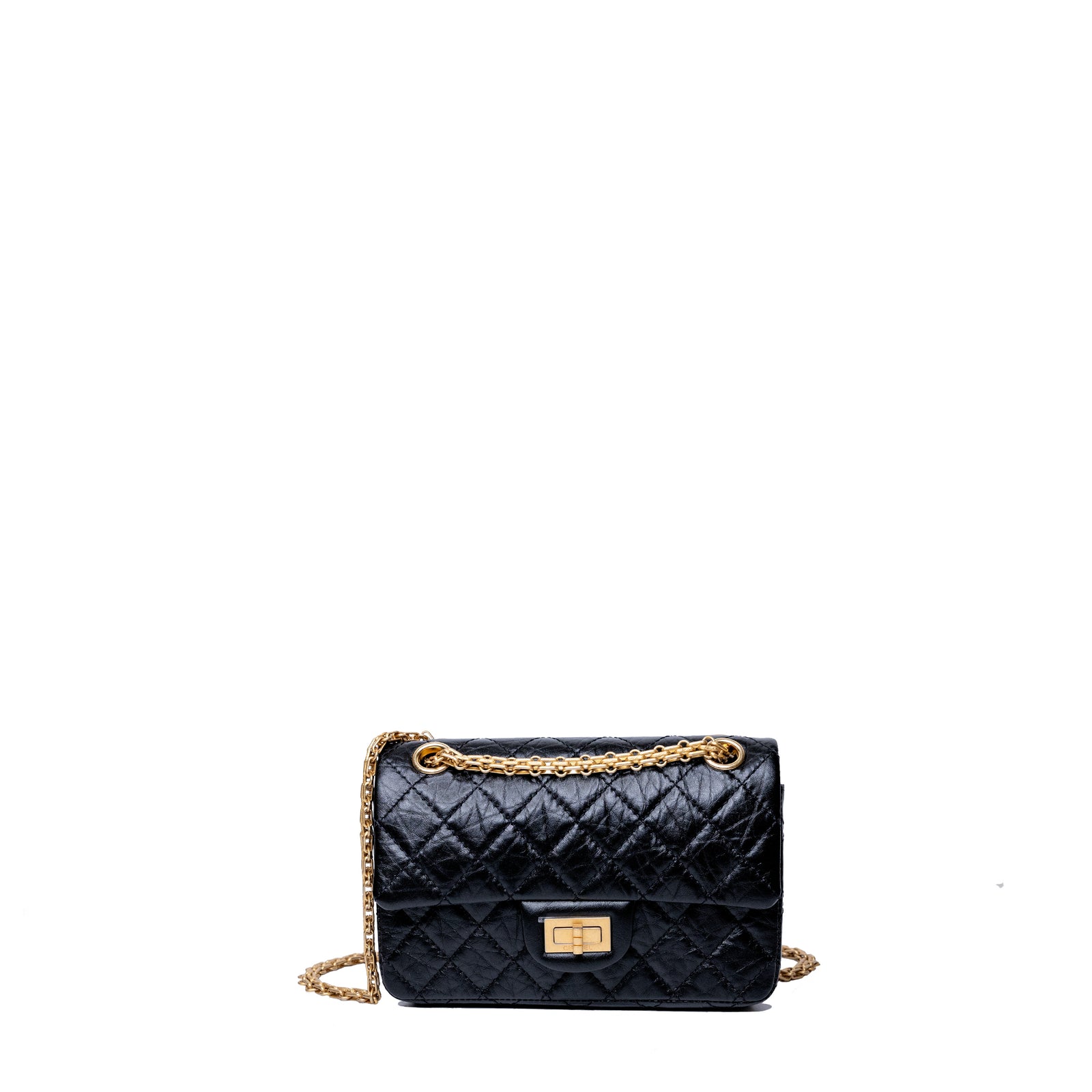 CHANEL MINI 2.55 REISSUE AGED CALFSKIN BLACK GHW