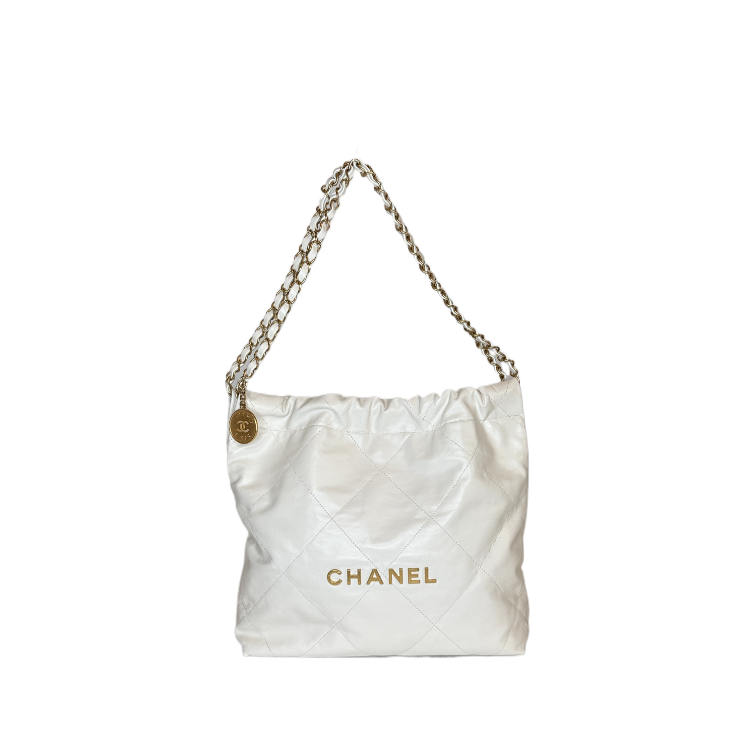 CHANEL 22 BAG SMALL WHITE GHW