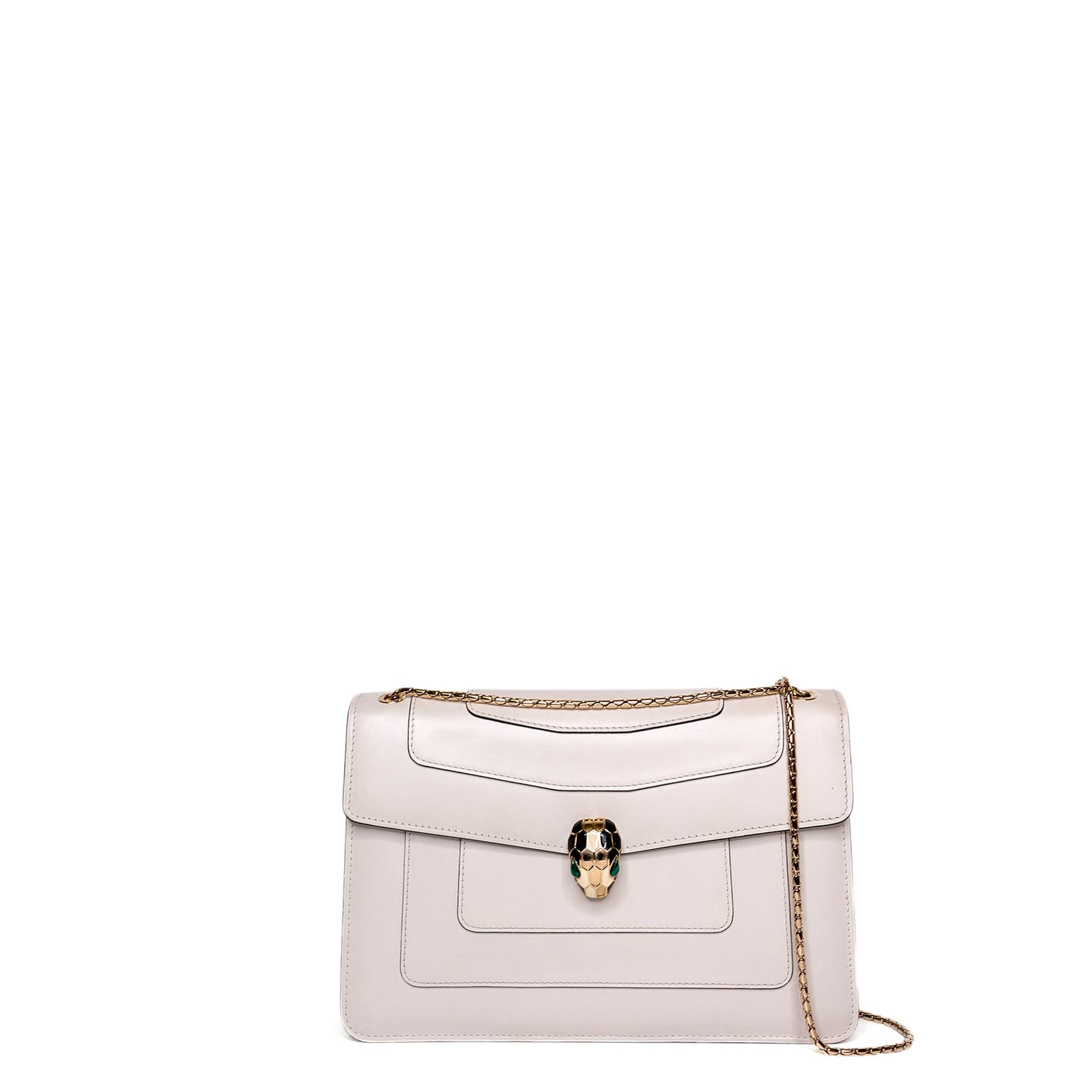 BVLGARI SEPRENTI FOREVER SHOULDER BAG WHITE GHW