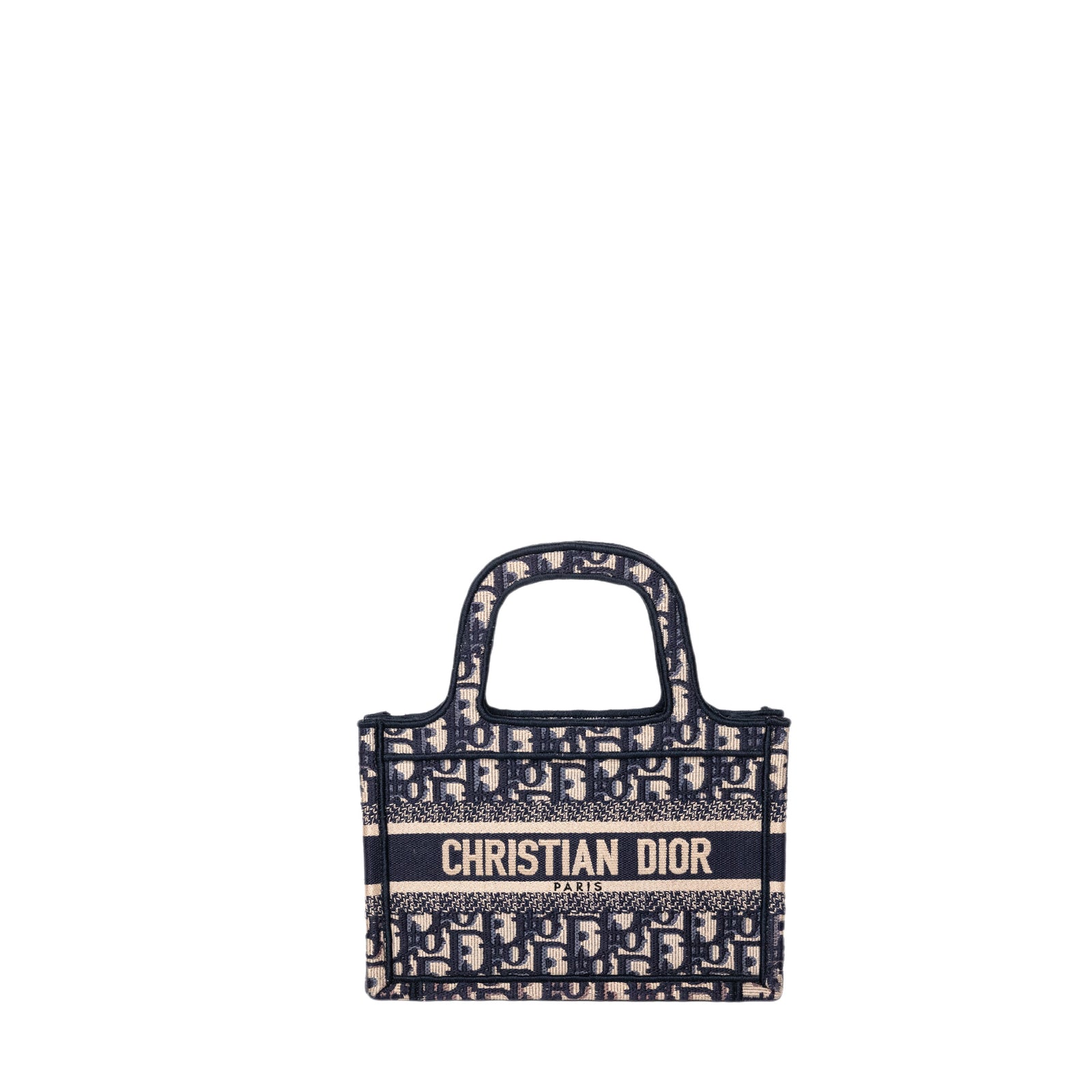 CHRISTIAN DIOR MINI BOOK TOTE BLUE OBLIQUE EMBROIDERY
