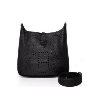 HERMES EVELYN 29 CLEMENCE LEATHER BLACK SHW STAMP SQUARE N