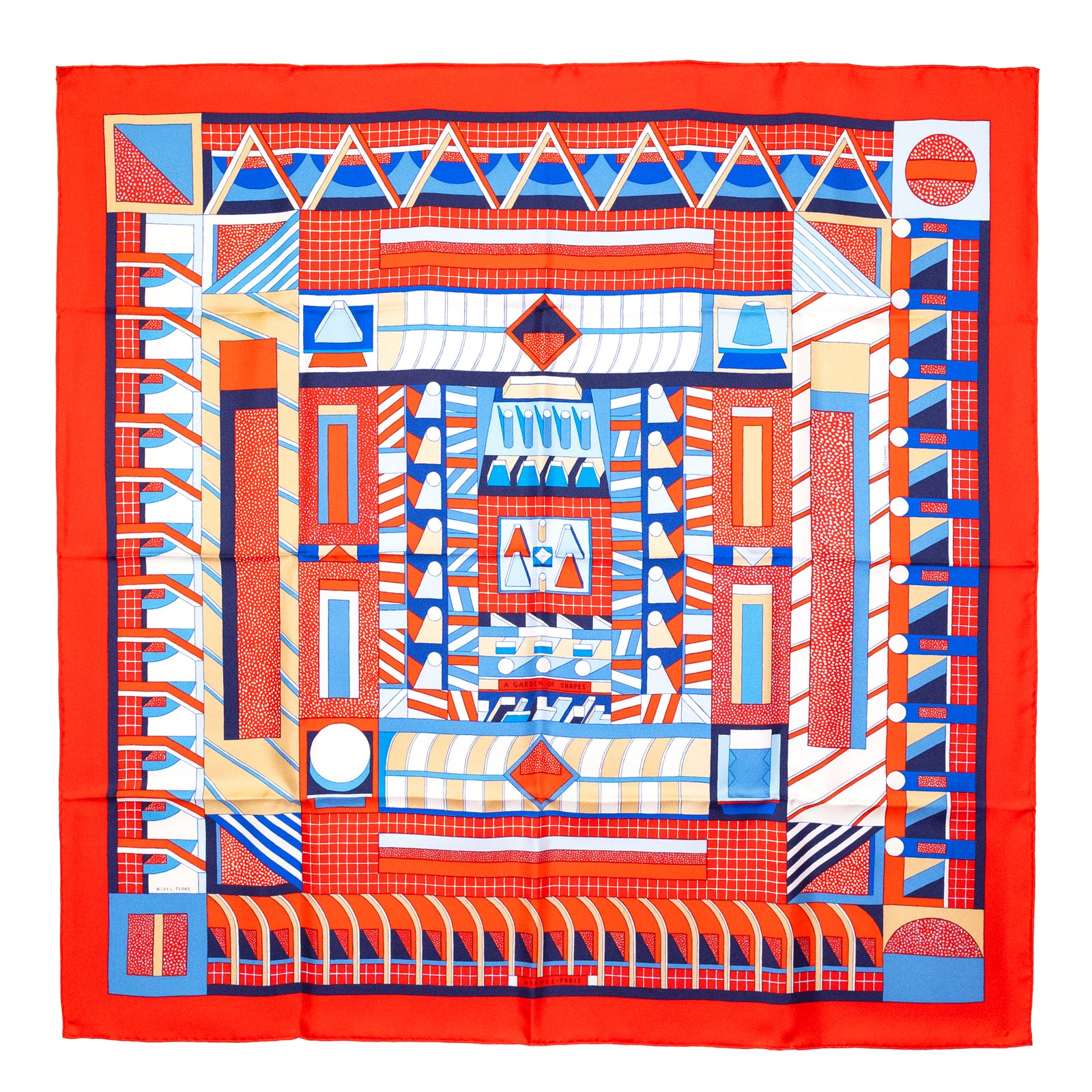 HERMES A GARDEN OF SHAPES SILK SCARF 90CM