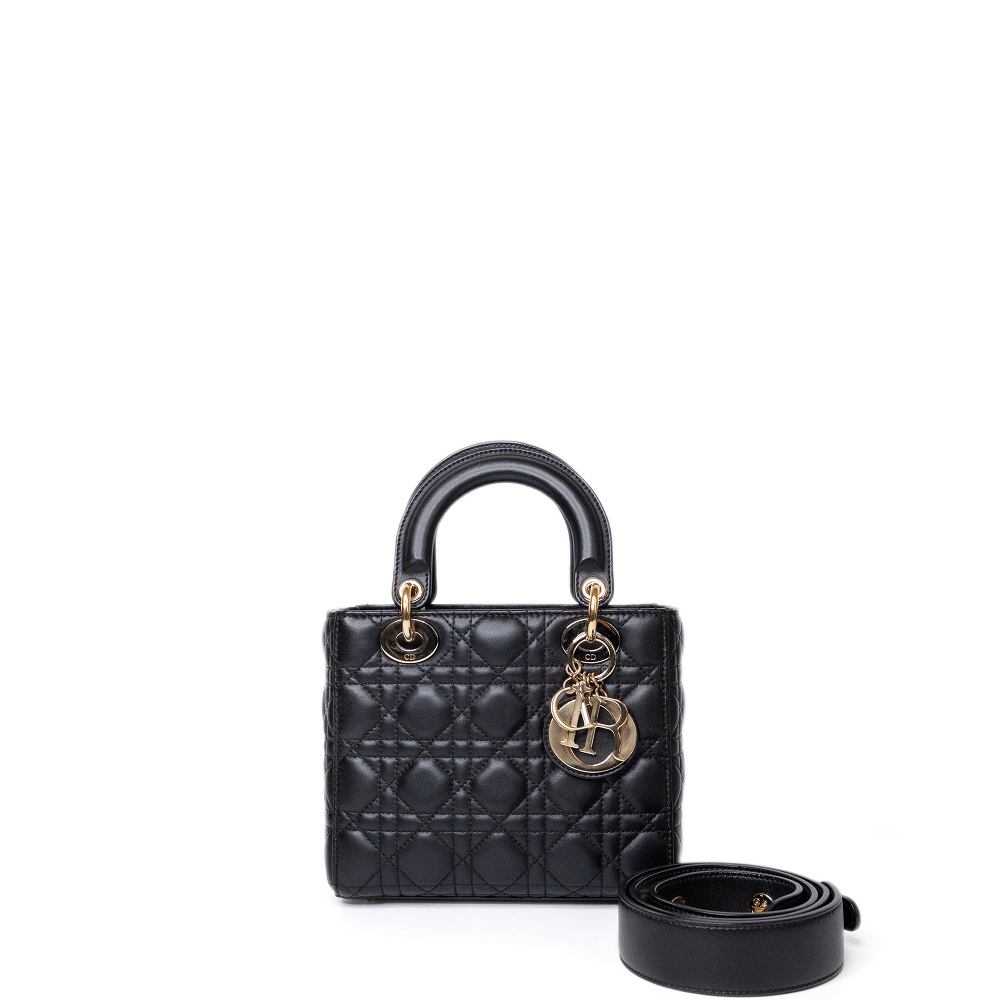 CHRISTIAN DIOR MY ABC DIOR SMALL LADY DIOR LAMBSKIN BLACK GHW