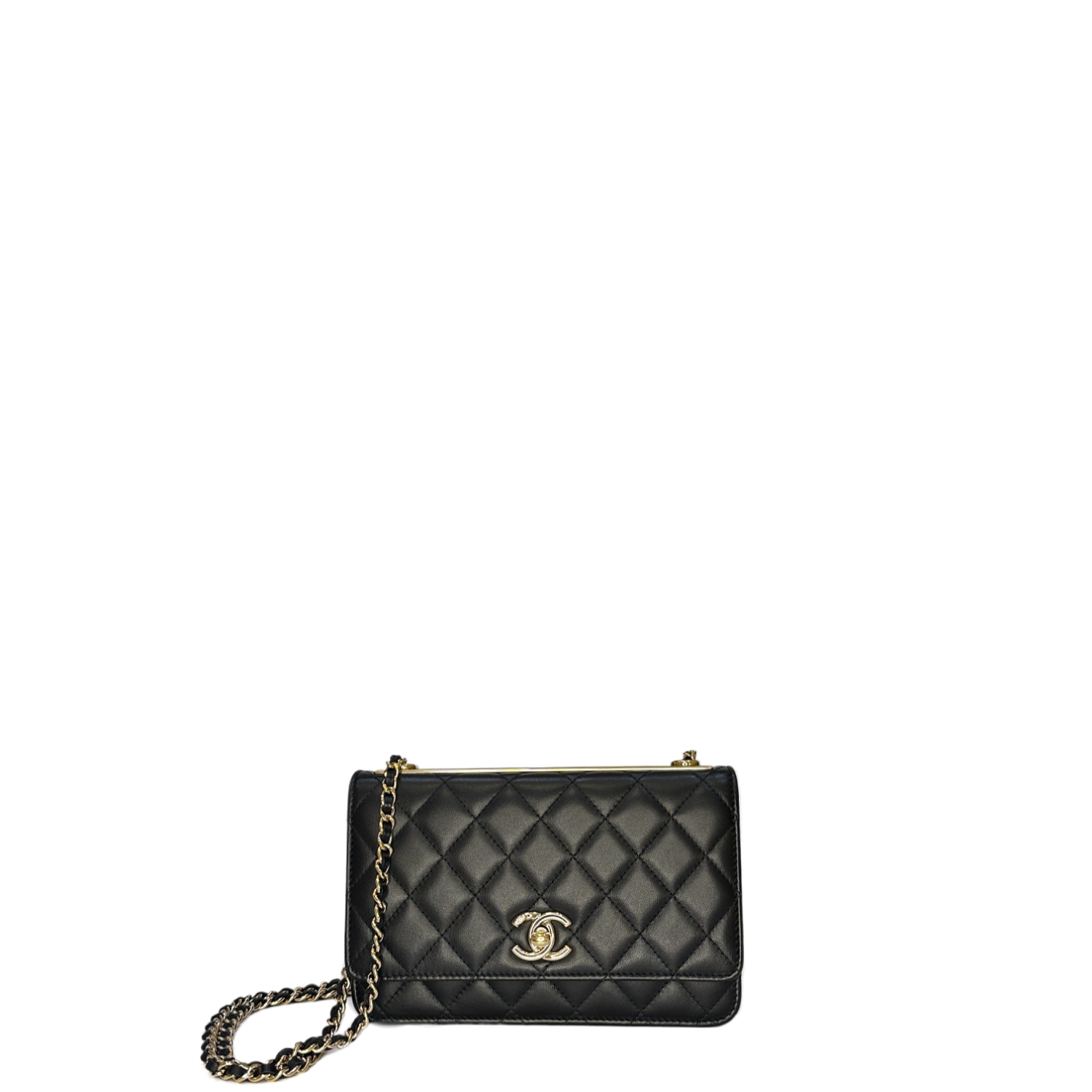 CHANEL TRENDY CC WALLET ON CHAIN LAMBSKIN BLACK GHW