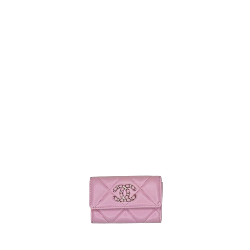 CHANEL CF CARD HOLDER PINK LAMBSKIN