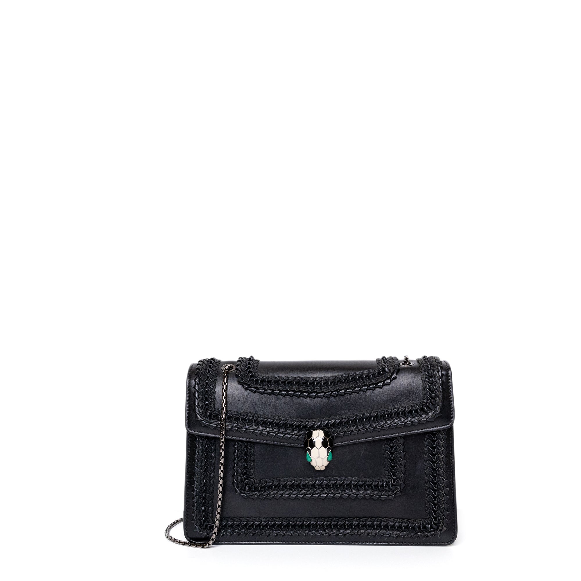 BVLGARI SERPENTI FOREVER SHOULDER BAG BLACK CALF SKIN