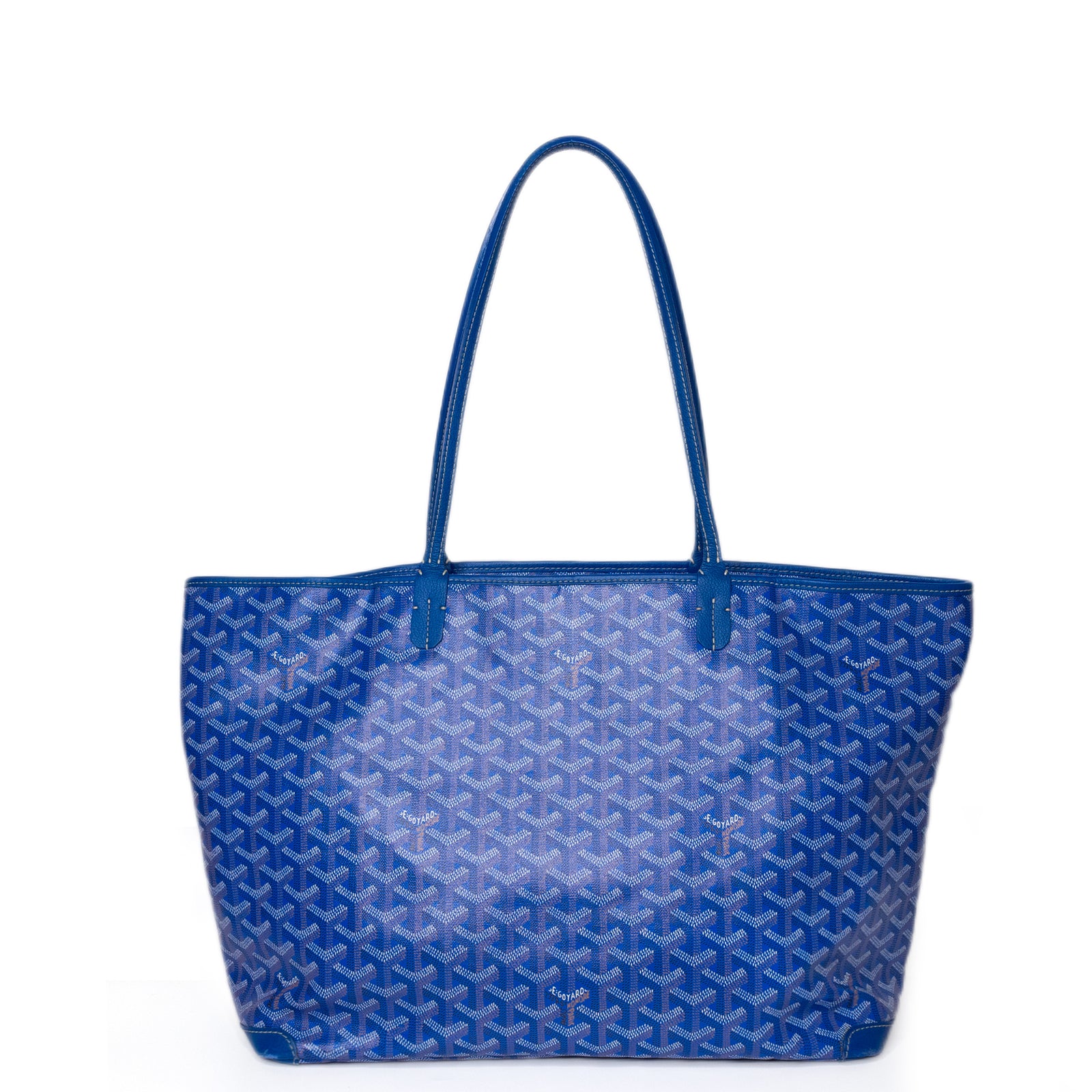 GOYARD ARTOIS GM TOTE BAG GOYARDINE CANVAS/CALFSKIN BLUE SHW