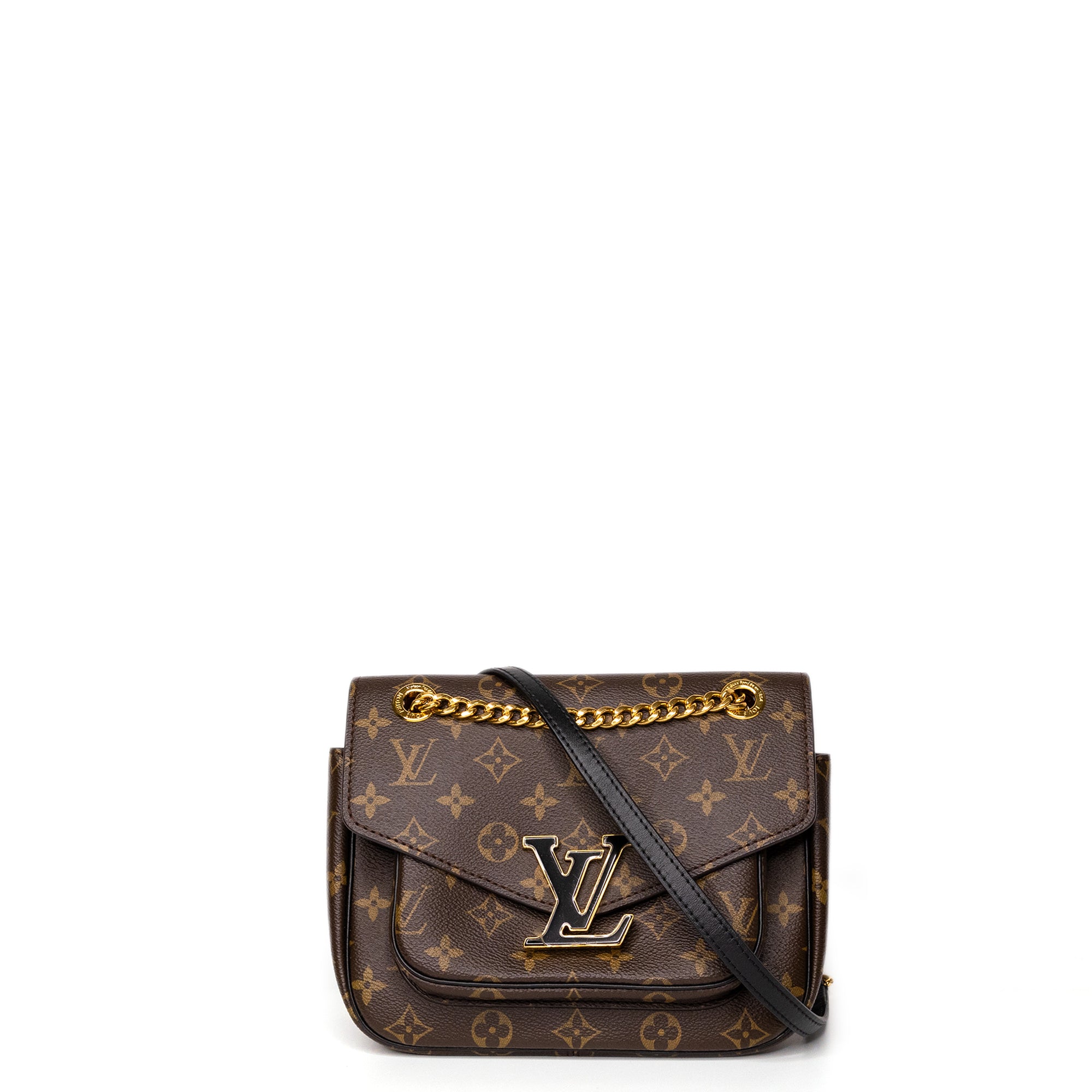 LOUIS VUITTON PASSY MONOGRAM CANVAS BLACK/GOLD HARDWARE (MICROCHIP)