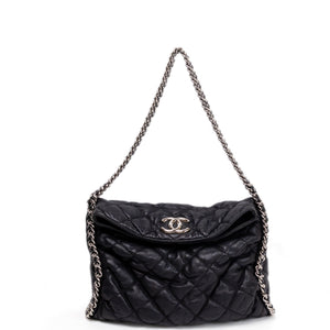 CHANEL CHAIN AROUND HOBO BAG BLACK LAMBSKIN SHW