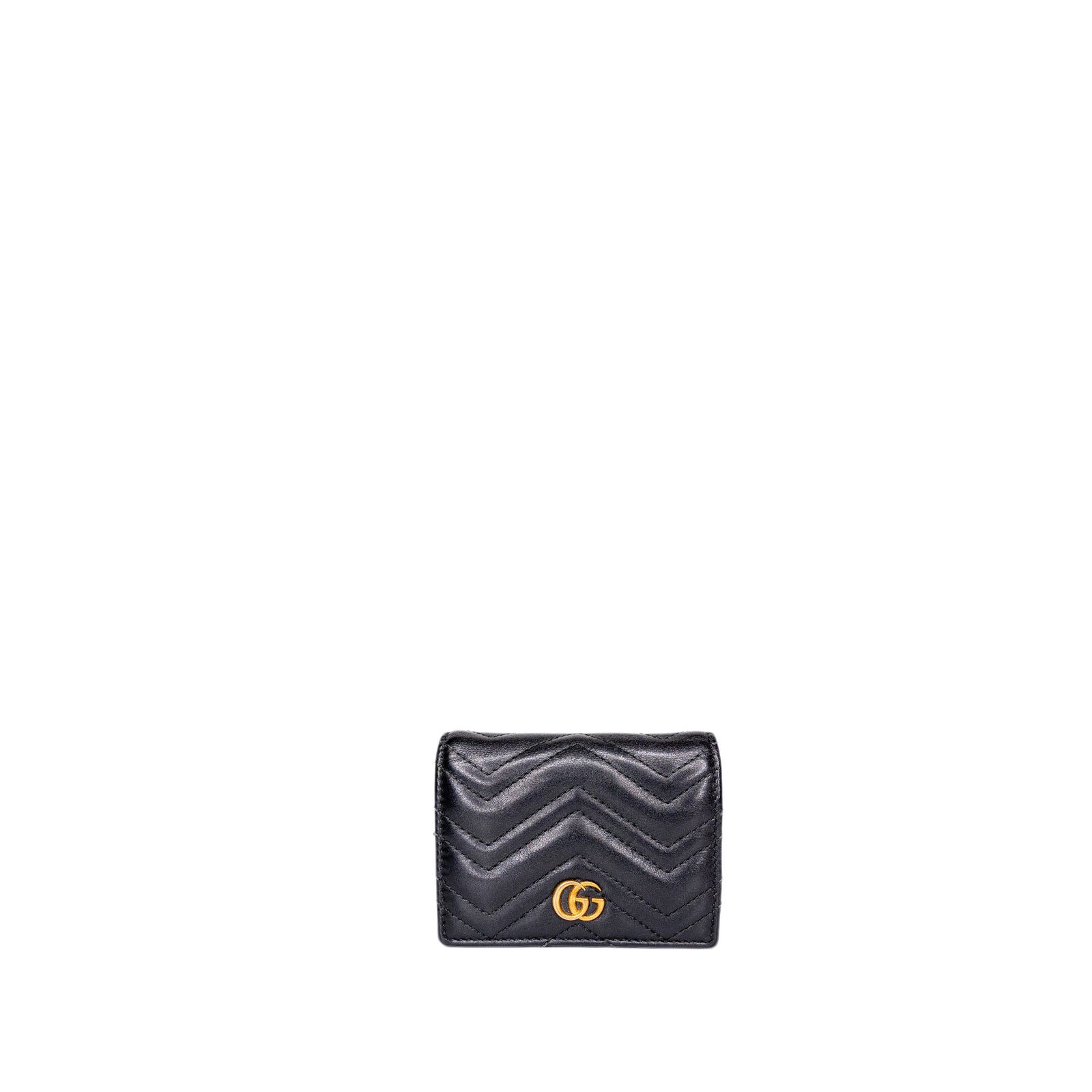 GUCCI BIFOLD WALLET GG MARMONT QUILTED LEATHER BLACK GHW