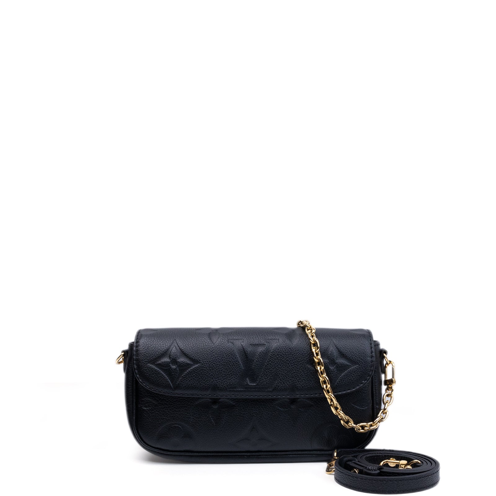 LOUIS VUITTON IVY WALLET ON CHAIN MONOGRAM EMPREINTE LEATHER BLACK GHW