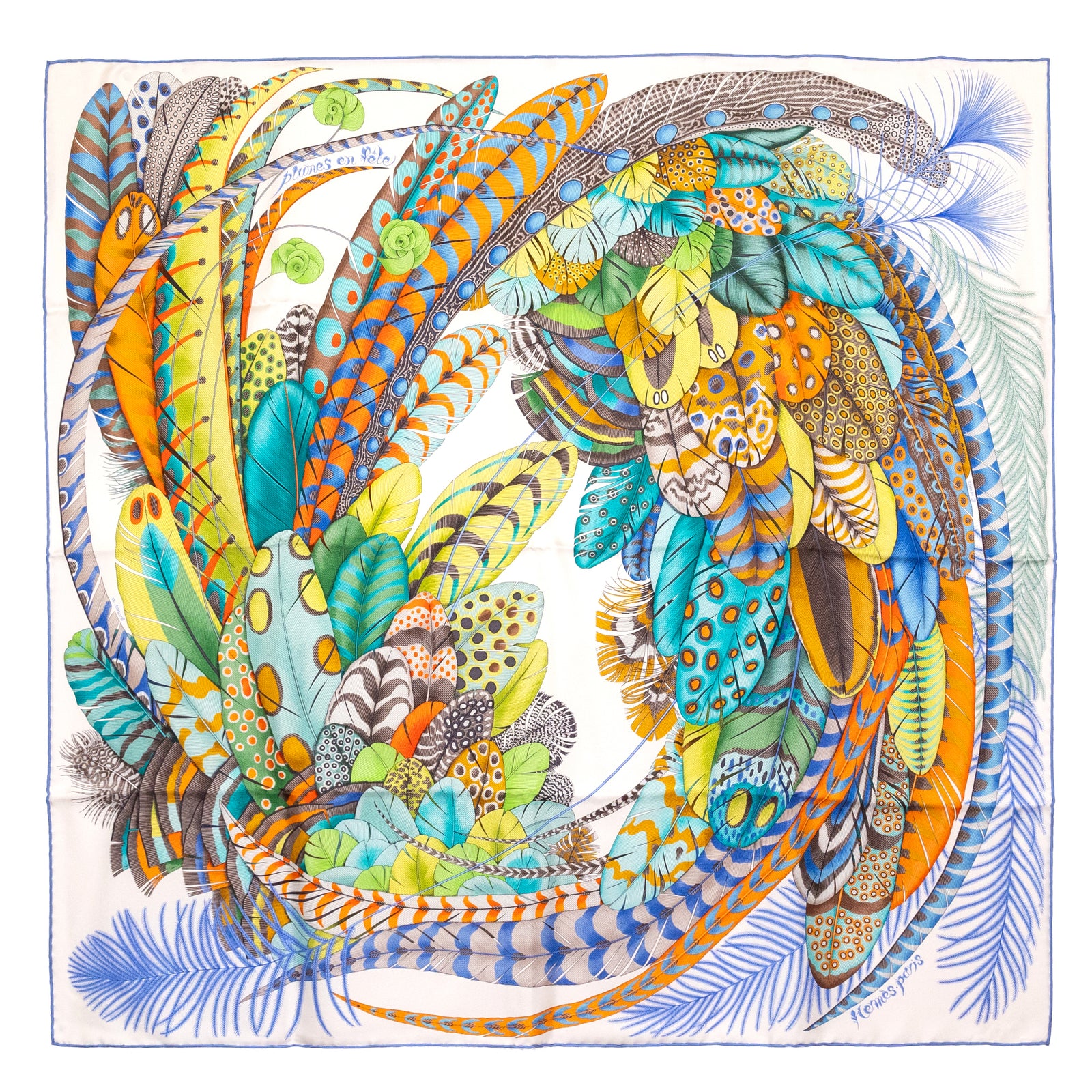 HERMES PLUMES EN FETE SILK SCARF 90CM