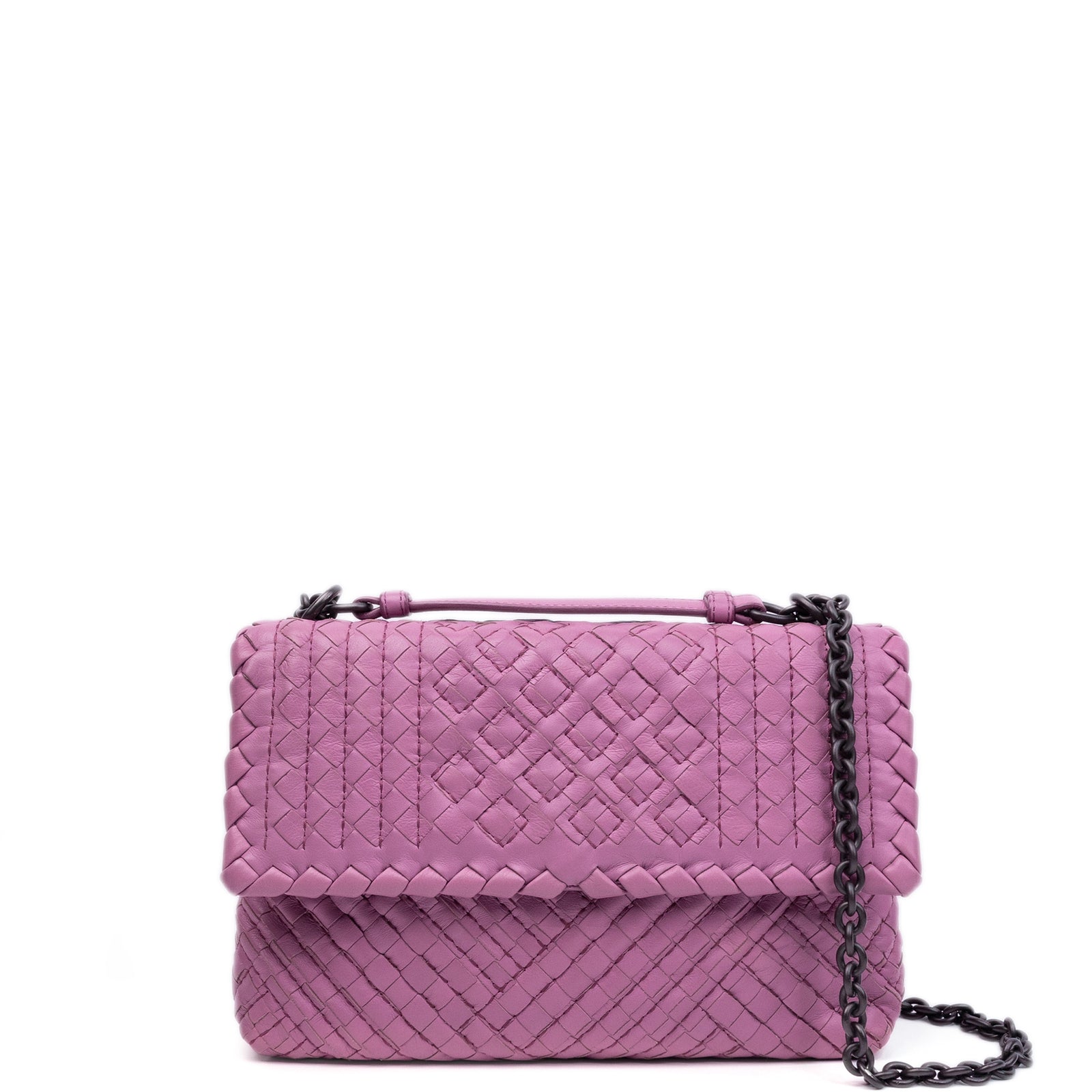 BOTTEGA VENETA OLIMPIA BAG LAVENDER PURPLE BLACK HARDWARE