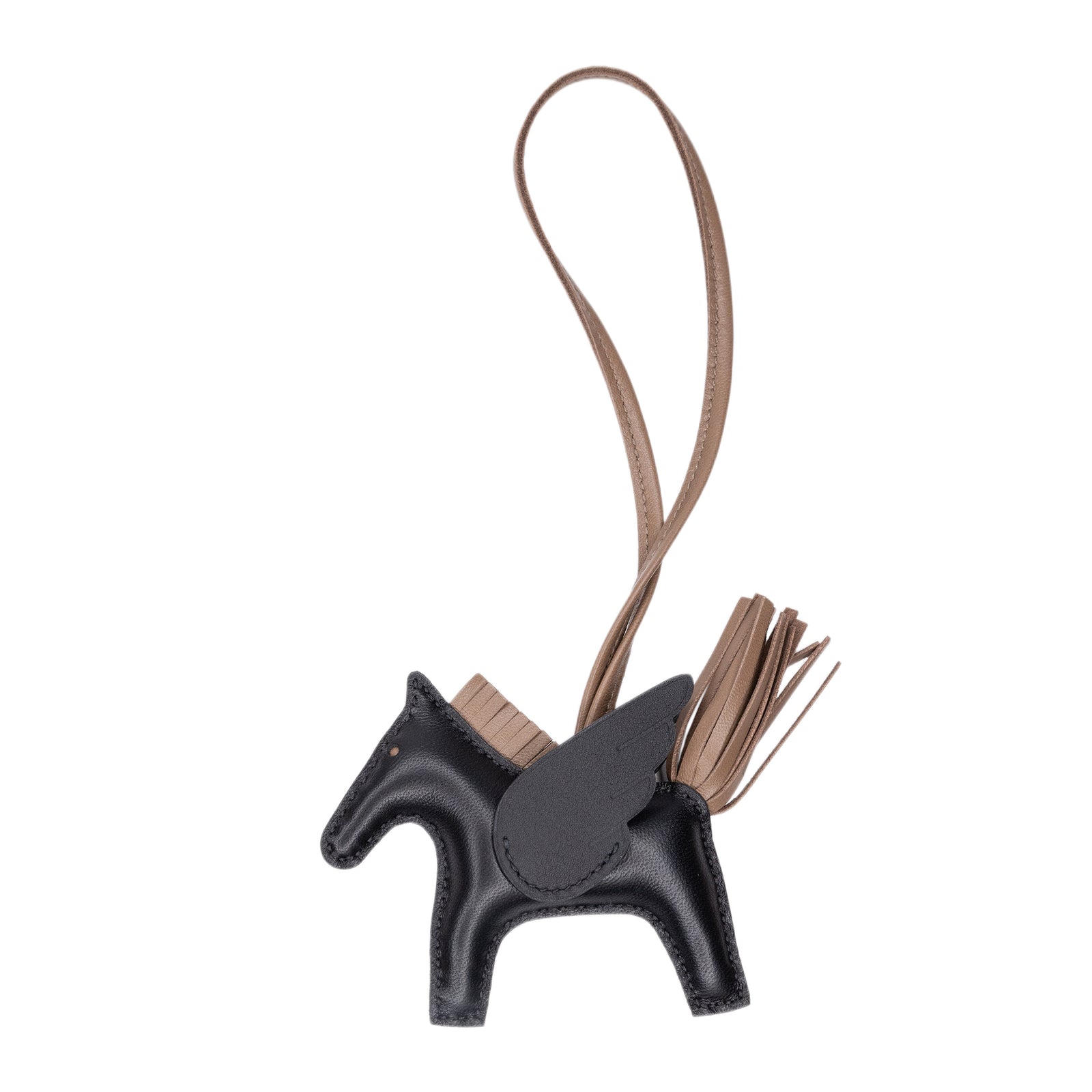 HERMES RODEO PEGASE PM BAG CHARM BLACK /ETOUPE STAMP W