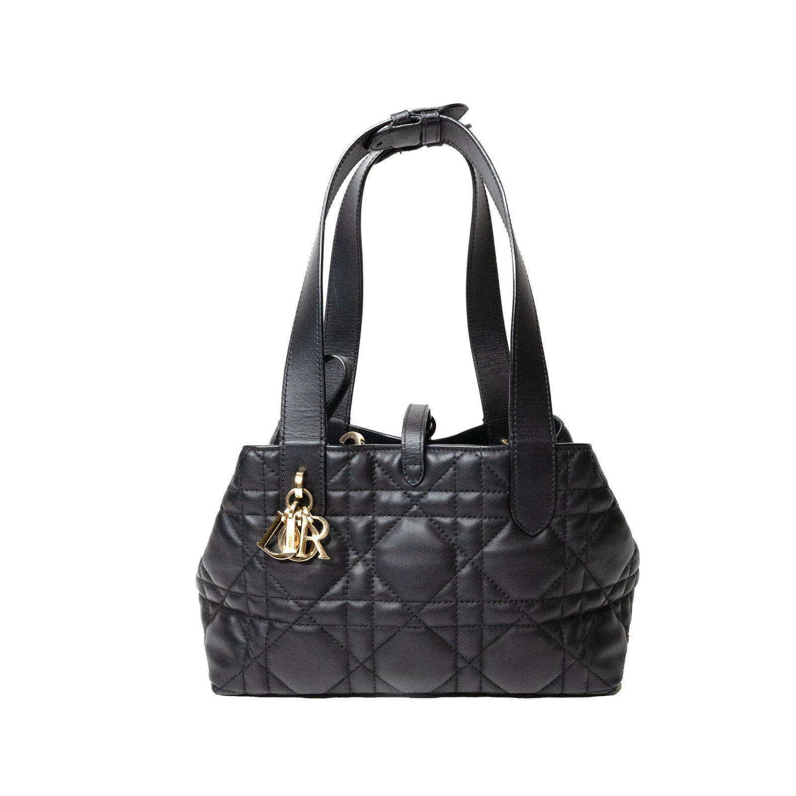 CHRISTIAN DIOR SMALL TOUJOURS BAG MACROCANNAGE CALFSKIN BLACK GHW