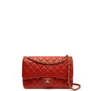 CHANEL JUMBO CLASSIC DOUBLE FLAP RED CAVIAR LEATHER GHW