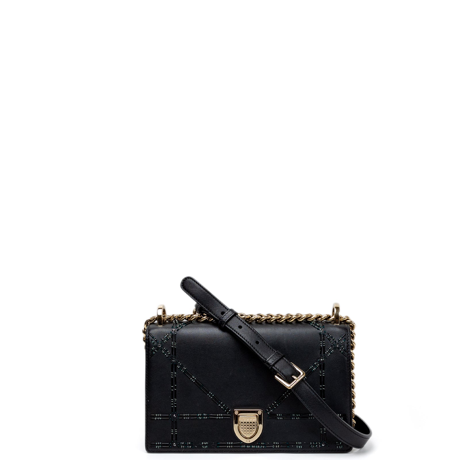 CHRISTIAN DIOR SMALL DIORAMA BLACK CALFSKIN BAG LGHW