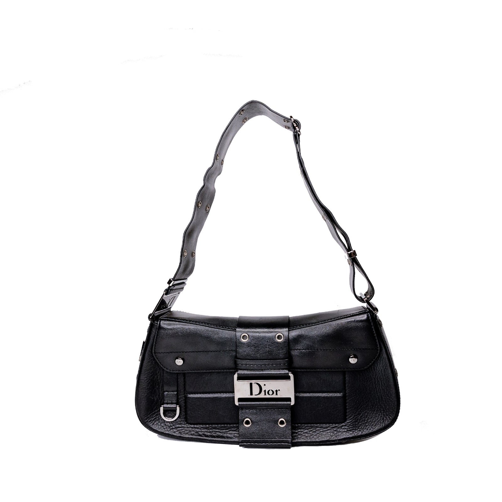 CHRISTIAN DIOR VINTAGE PUNK SHOULDER BAG BLACK SHW