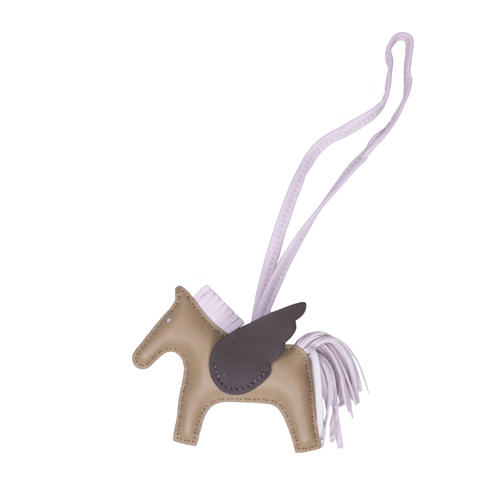 HERMES RODEO PEGASE PM BAG CHARM BEIGE MARFA /MAUVE PALE/ MOKA STAMP B