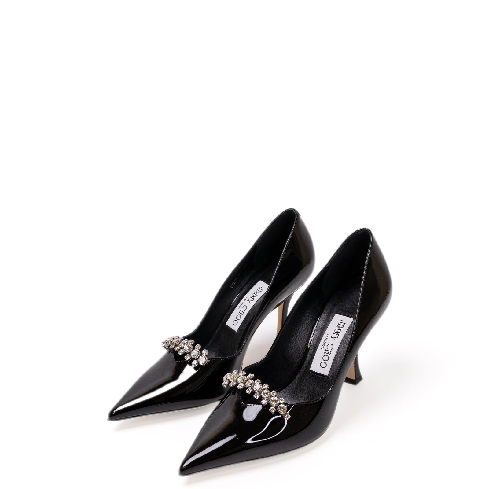 JIMMY CHOO BELINDA PUMP 90 PAT BLACK PATENT LEATHER SIZE 36.5