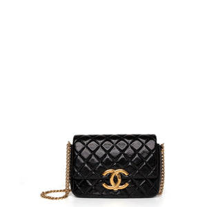 CHANEL GIANT CC LOGO FLAP BAG LAMBSKIN BLACK GHW