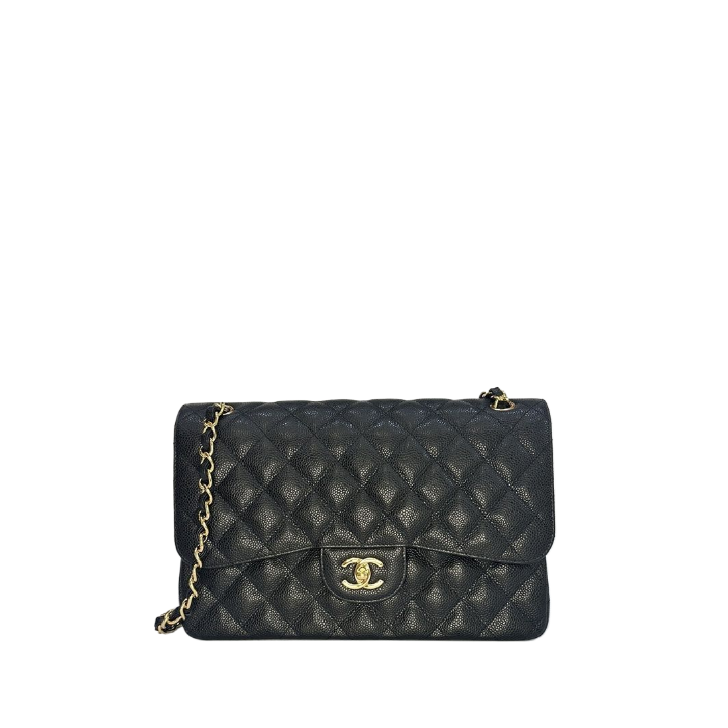 CHANEL CF JUMBO BLACK CAVIAR LEATHER GHW