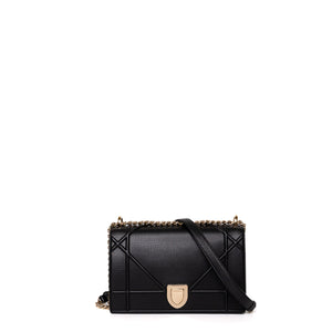 CHRISTIAN DIOR MEDIUM DIORAMA STUDDED BLACK CALFSKIN GHW