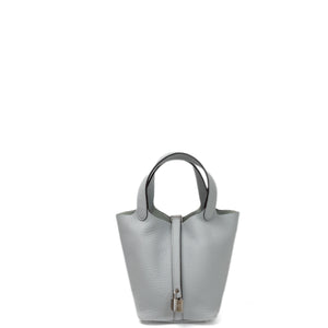 HERMES PICOTIN 18 LOCK BAG CLEMENCE BLUE PALE STAMP W