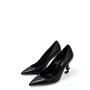 SAINT LAURENT BLACK LEATHER OPYUM PUMPS SIZE 36