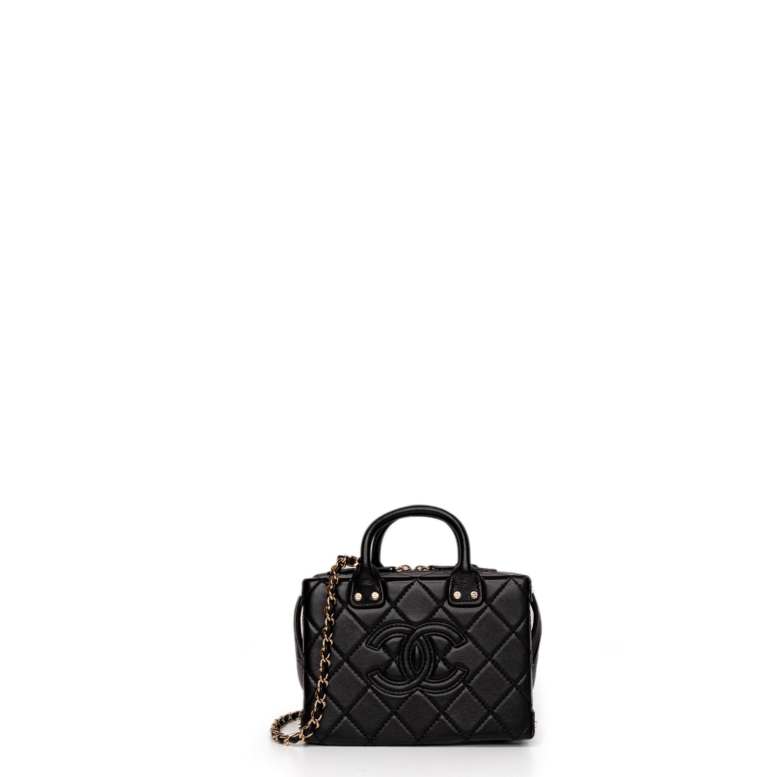 CHANEL 22B SMALL VANITY CASE CALFSKIN BLACK GHW (MICROCHIP)