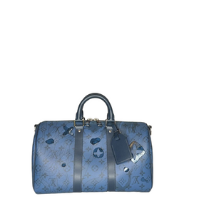 LOUIS VUITTON AQUA GARDEN SPEEDY BANDOULIERE 35 BAG BLUE M22573