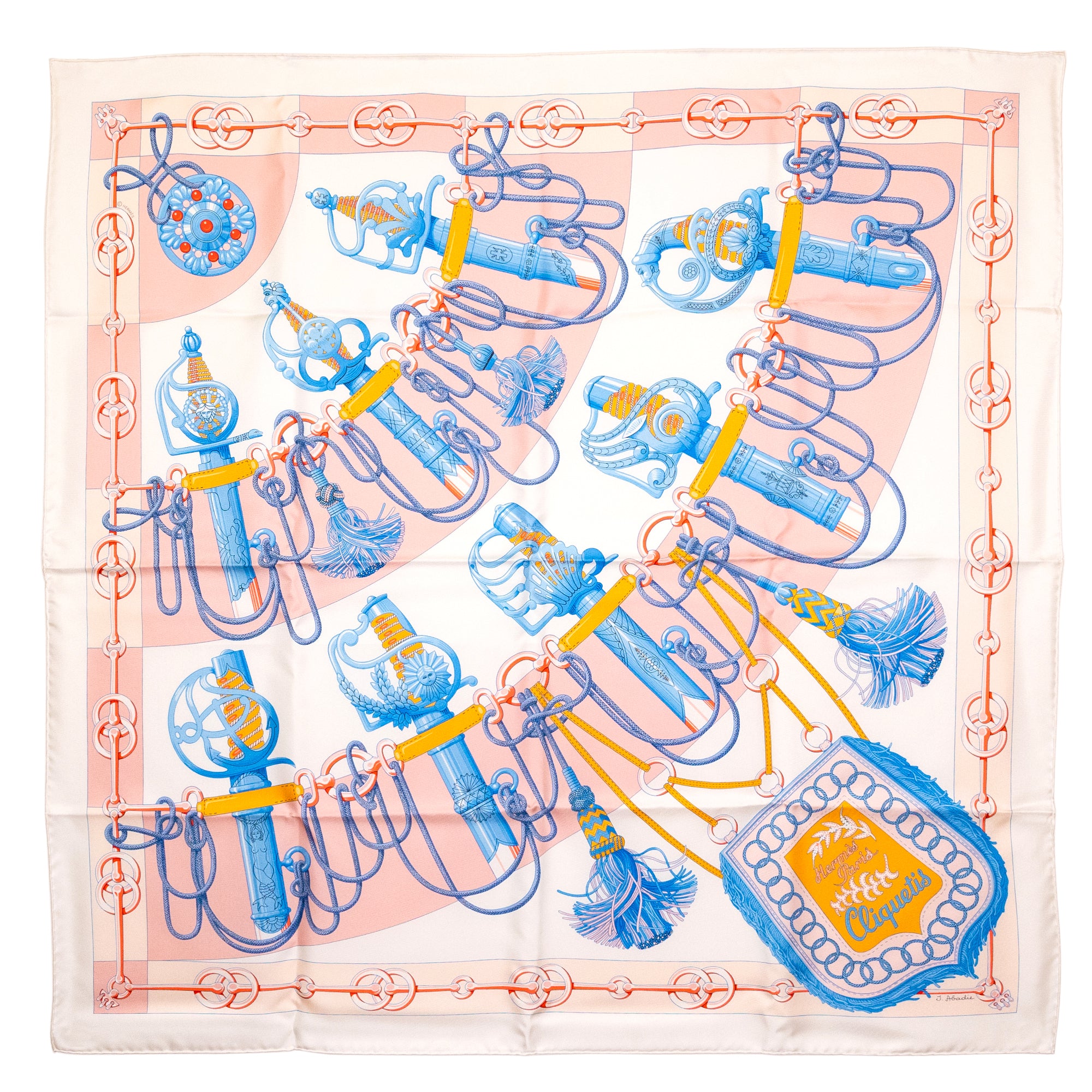 HERMES CLIQUETIS SILK SCARF 90CM