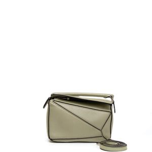 LOEWE MINI PUZZLE PEARL GREEN CALFSKIN SHW