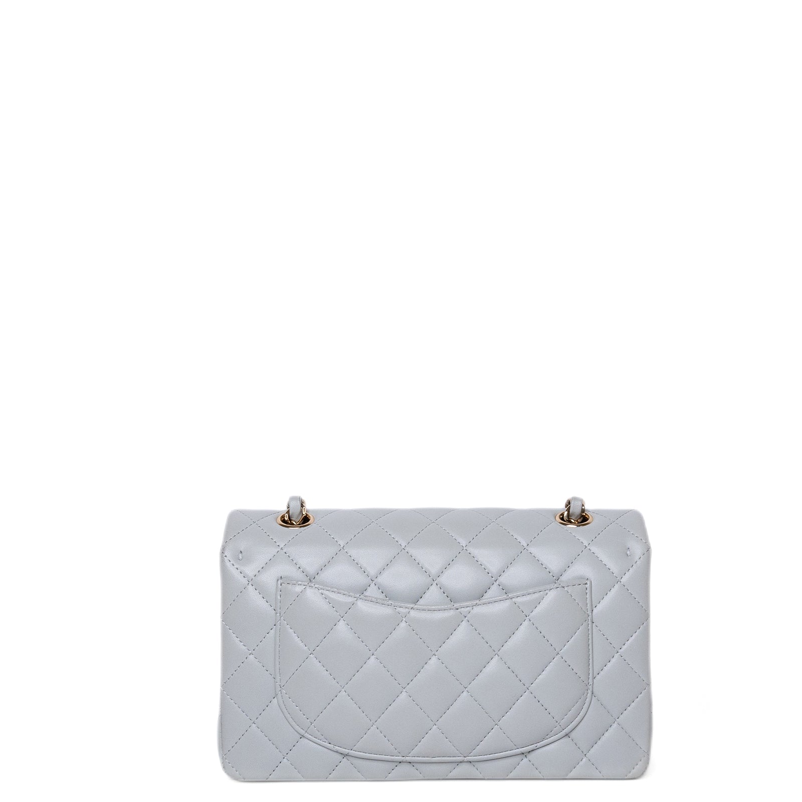 CHANEL SMALL CLASSIC DOUBLE FLAP LIGHT GREY LAMBSKIN LGHW