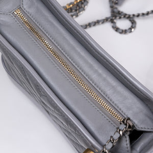 CHANEL SMALL CHEVRON GABRIELLE HOBO BAG GREY CALFSKIN LEATHER MULTICOLOURED HARDWARE