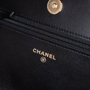 CHANEL BOY WALLET ON CHAIN CAVIAR BLACK GHW