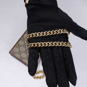 GUCCI HORSEBIT 1955 WALLET ON CHAIN GG SUPREME CANVAS BEIGE/DARK BROWN GHW