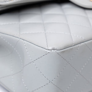 CHANEL SMALL CLASSIC DOUBLE FLAP LIGHT GREY LAMBSKIN LGHW