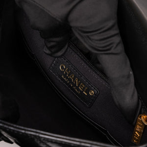 CHANEL GIANT CC LOGO FLAP BAG LAMBSKIN BLACK GHW