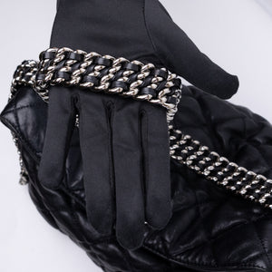 CHANEL CHAIN AROUND HOBO BAG BLACK LAMBSKIN SHW