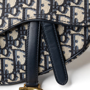 CHRISTIAN DIOR MINI SADDLE BAG BLUE OBLIQUE GHW WITH STRAP