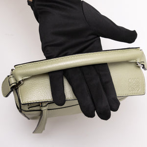 LOEWE MINI PUZZLE PEARL GREEN CALFSKIN SHW