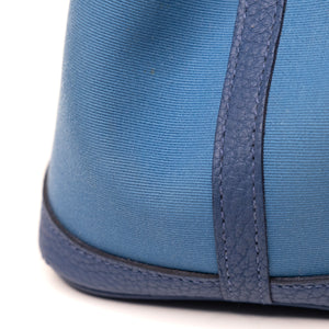 HERMES GARDEN PARTY 30 CANVAS / NEGONDA LEATHER BLUE AGATE SHW STAMP Z